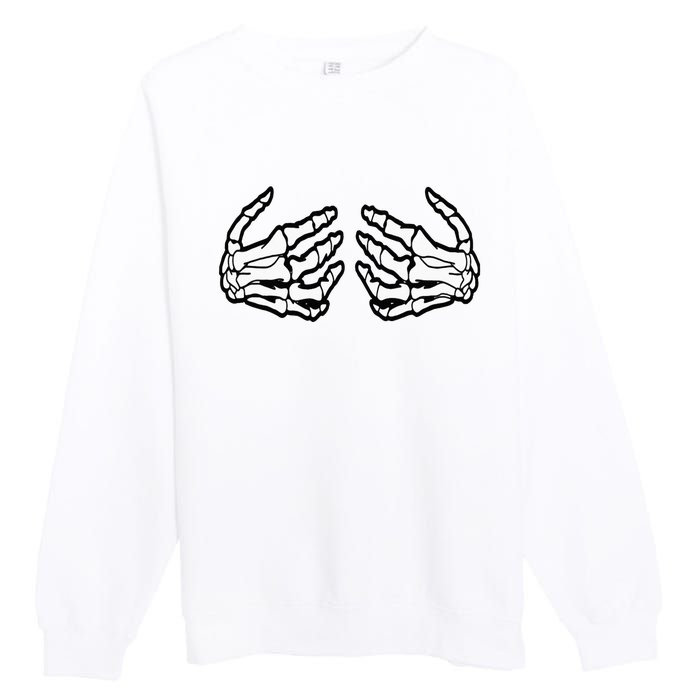 Funny Halloween Touchy Chest Skeleton Hands Human Skeleton Premium Crewneck Sweatshirt