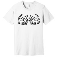 Funny Halloween Touchy Chest Skeleton Hands Human Skeleton Premium T-Shirt