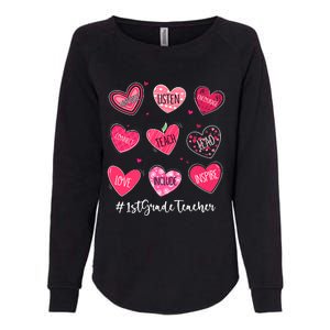 Funny Hearts Teach Love Inspire 1st Grade Teacher Valentines Womens California Wash Sweatshirt