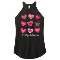 Funny Hearts Teach Love Inspire 1st Grade Teacher Valentines Women's Perfect Tri Rocker Tank