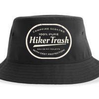 Funny Hiker Trash Logo Design For Long Distance Backpackers Sustainable Bucket Hat