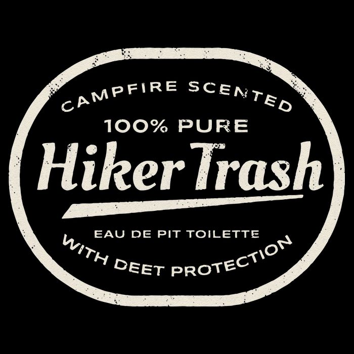 Funny Hiker Trash Logo Design For Long Distance Backpackers Sustainable Bucket Hat