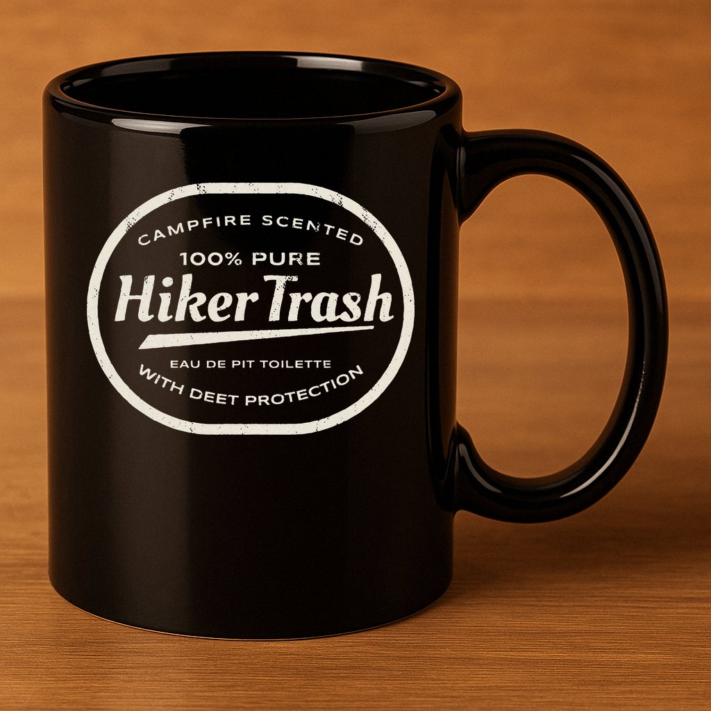 Funny Hiker Trash Logo Design For Long Distance Backpackers 11oz C Handle Ceramic Mug