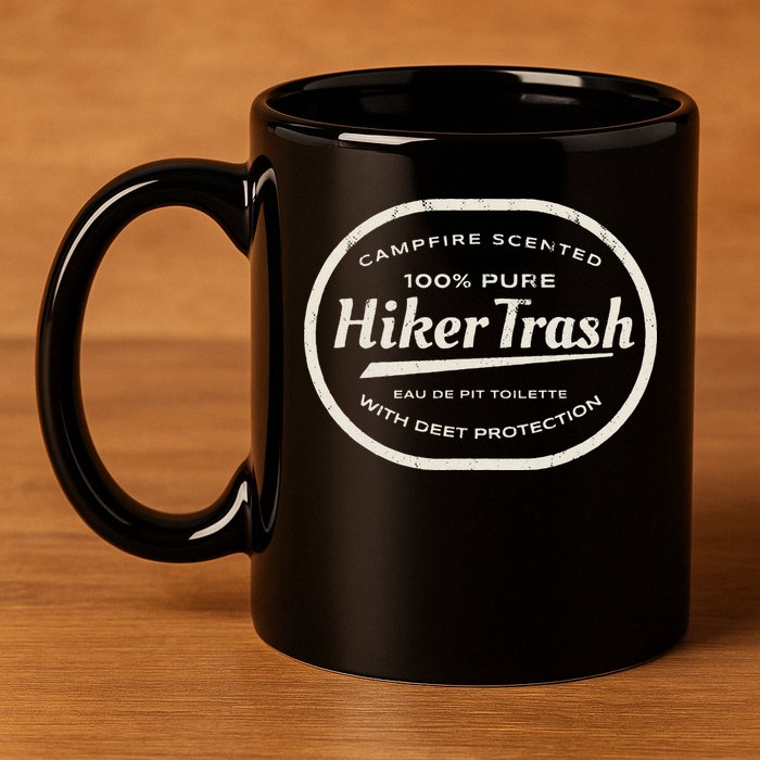 Funny Hiker Trash Logo Design For Long Distance Backpackers 11oz C Handle Ceramic Mug