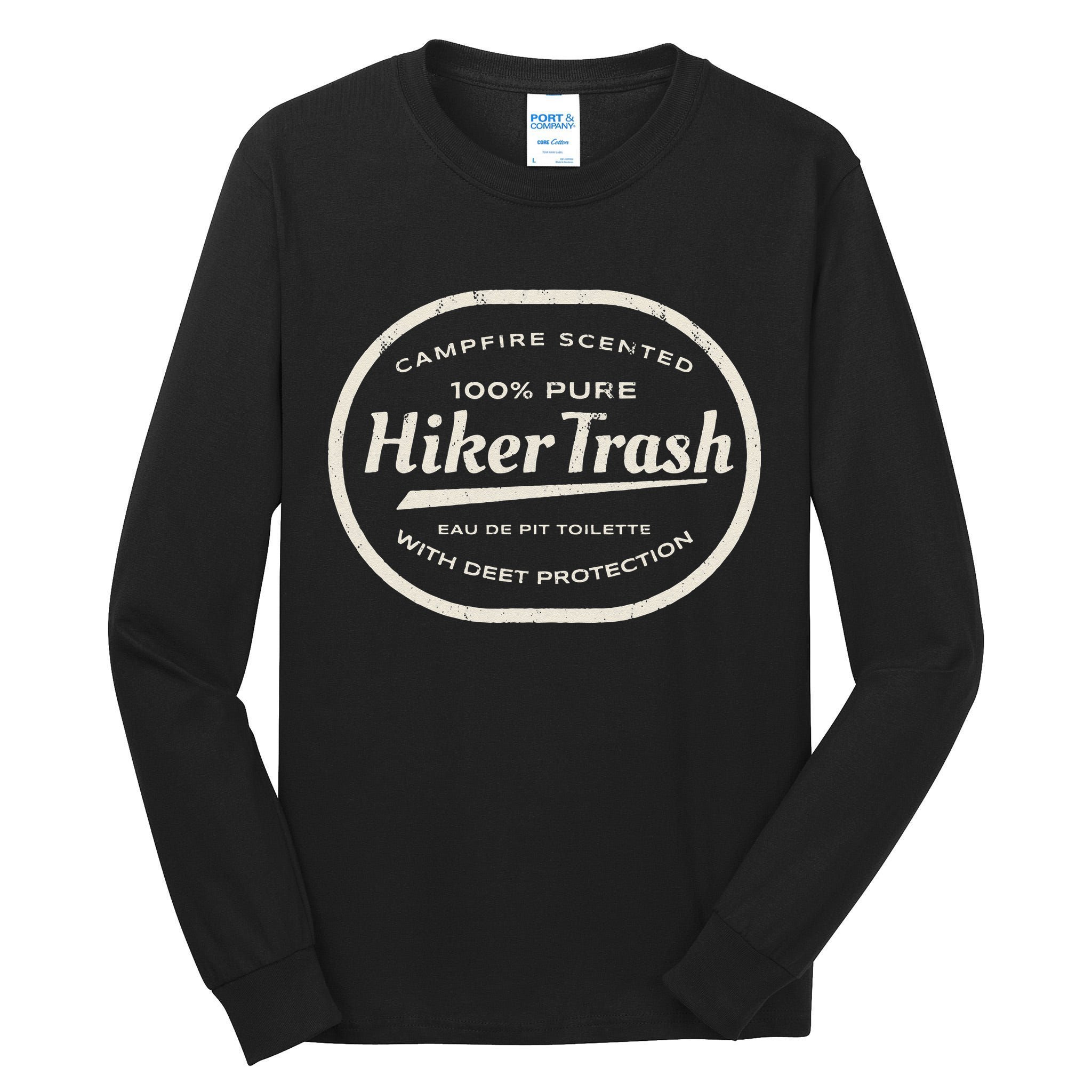 Funny Hiker Trash Logo Design For Long Distance Backpackers Tall Long Sleeve T-Shirt