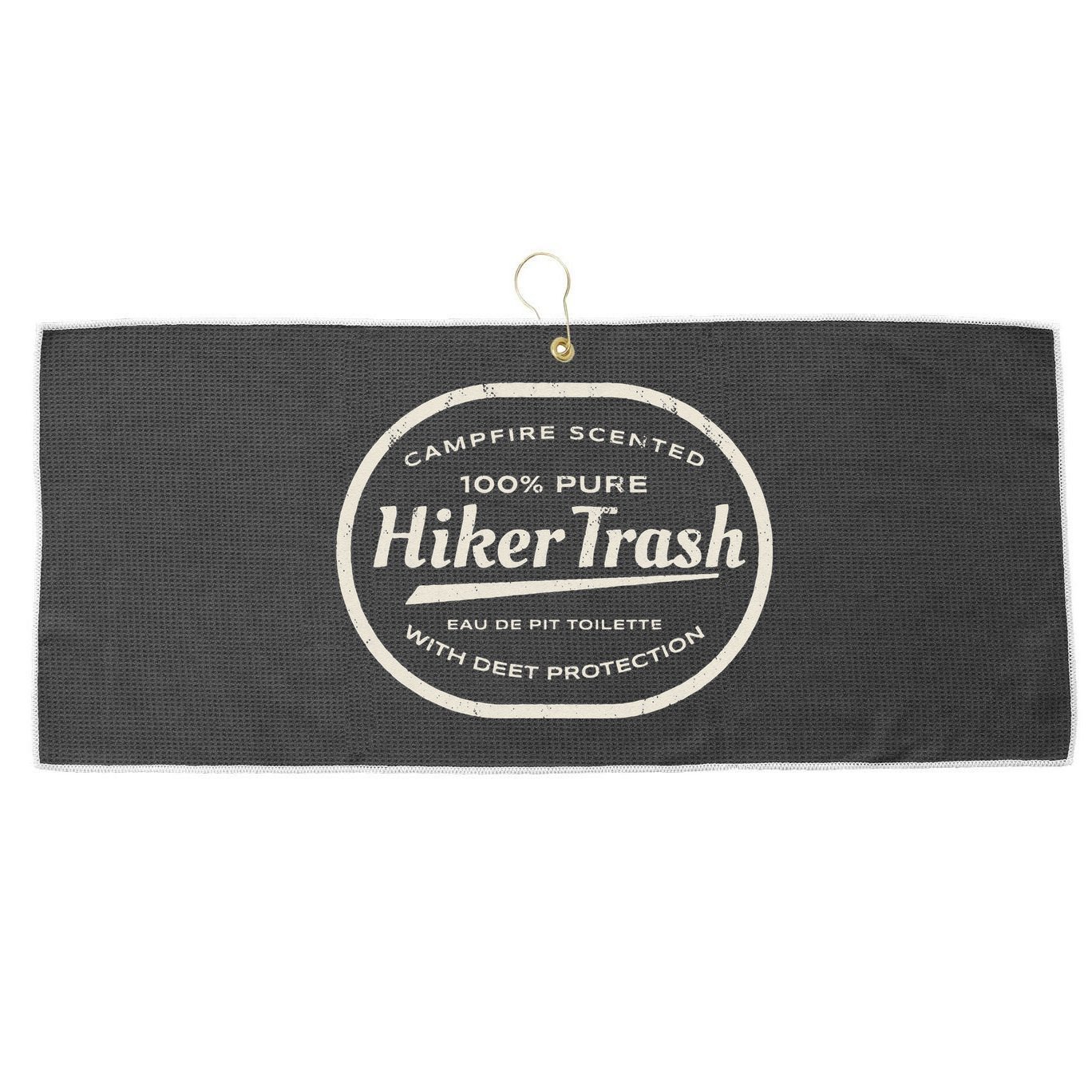 Funny Hiker Trash Logo Design For Long Distance Backpackers Large Microfiber Waffle Golf Towel