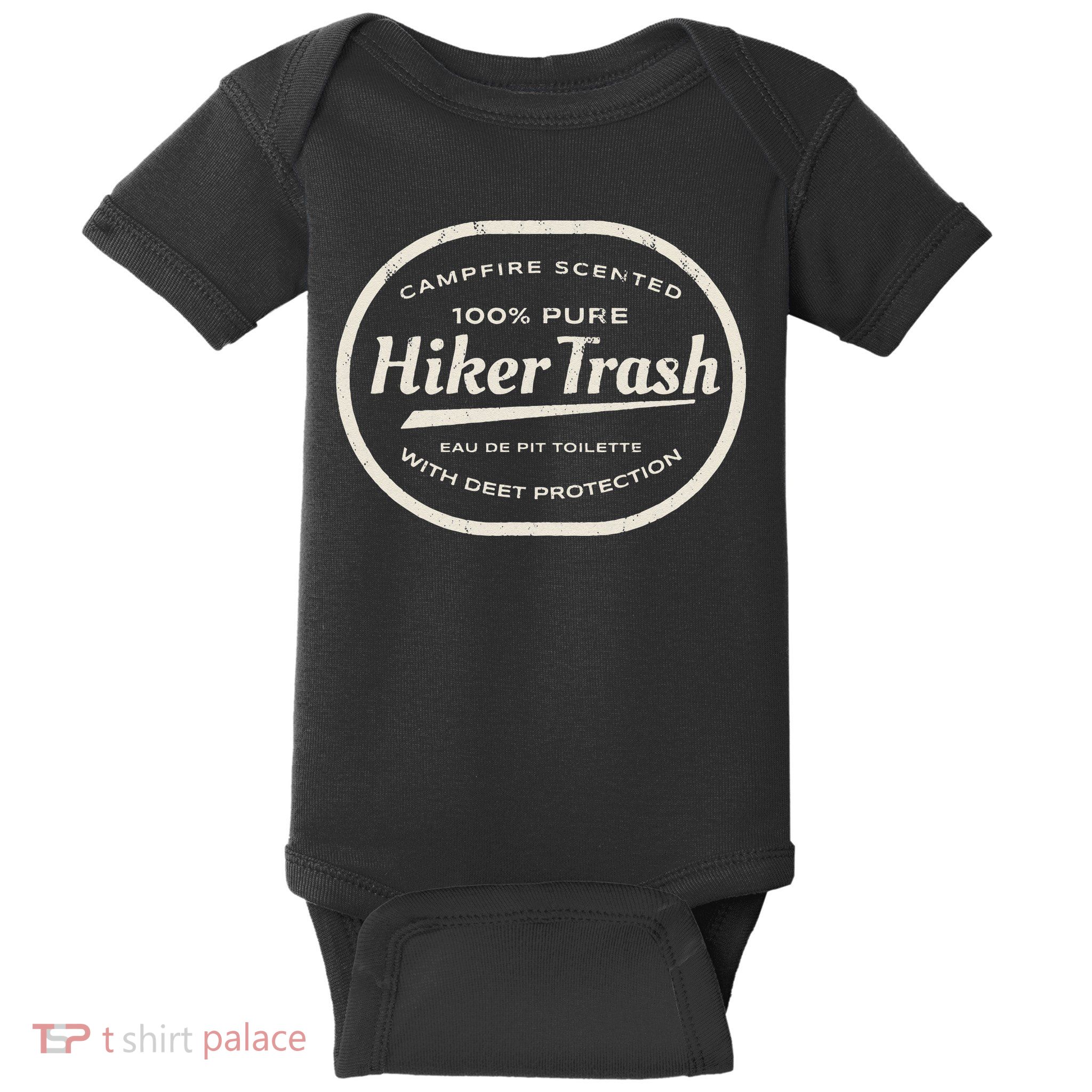 Funny Hiker Trash Logo Design For Long Distance Backpackers Baby Bodysuit