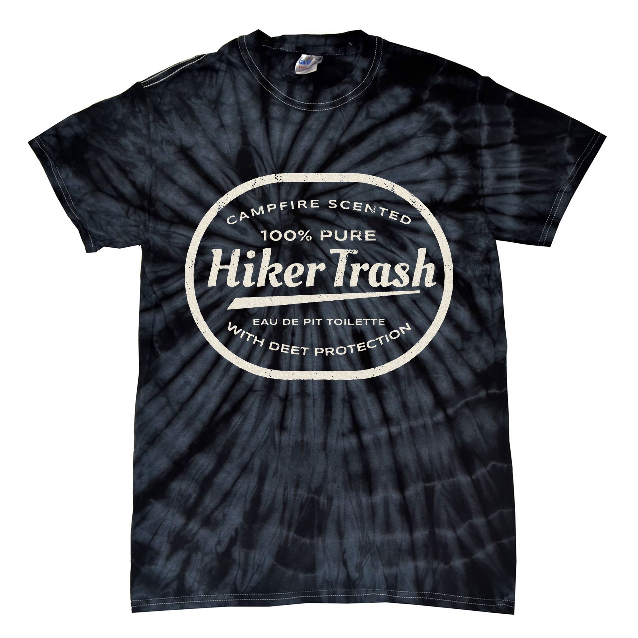 Funny Hiker Trash Logo Design For Long Distance Backpackers Tie-Dye T-Shirt