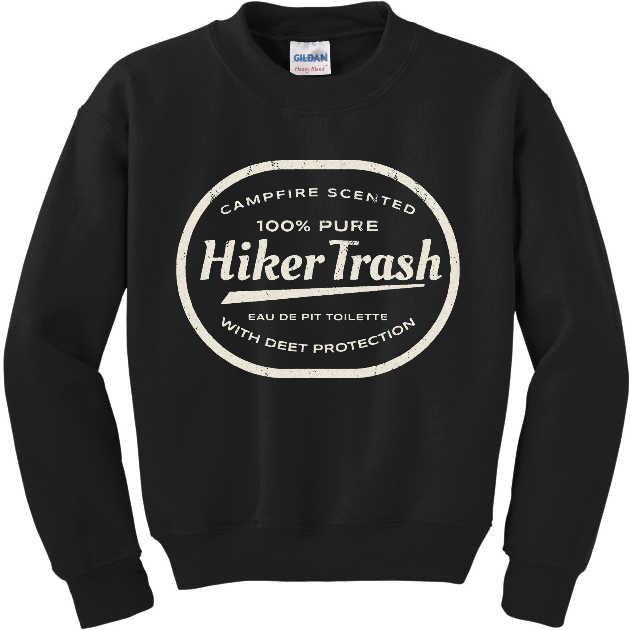 Funny Hiker Trash Logo Design For Long Distance Backpackers Kids Sweatshirt