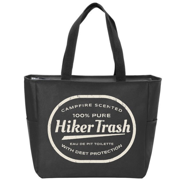 Funny Hiker Trash Logo Design For Long Distance Backpackers Zip Tote Bag