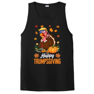 Funny Happy Trumpsgiving Thanksgiving Trump Turkey Usa Flag Funny Gift PosiCharge Competitor Tank