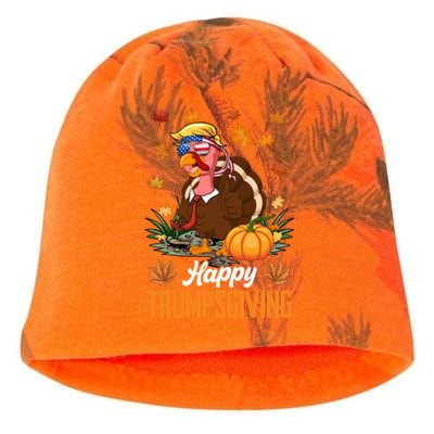 Funny Happy Trumpsgiving Thanksgiving Trump Turkey Usa Flag Funny Gift Kati - Camo Knit Beanie