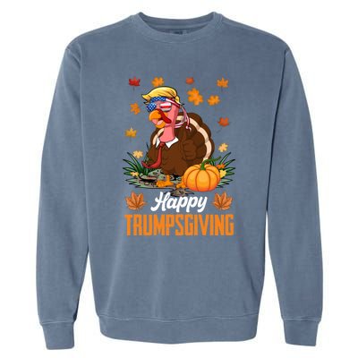 Funny Happy Trumpsgiving Thanksgiving Trump Turkey Usa Flag Funny Gift Garment-Dyed Sweatshirt