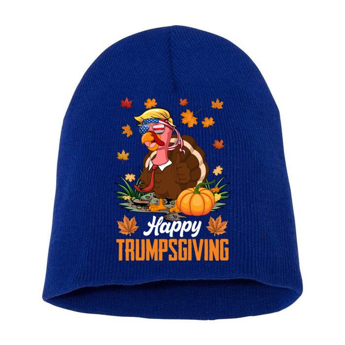 Funny Happy Trumpsgiving Thanksgiving Trump Turkey Usa Flag Funny Gift Short Acrylic Beanie