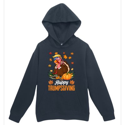 Funny Happy Trumpsgiving Thanksgiving Trump Turkey Usa Flag Funny Gift Urban Pullover Hoodie