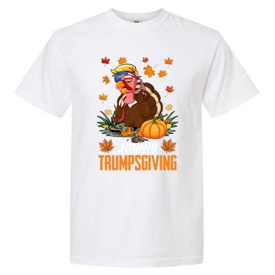 Funny Happy Trumpsgiving Thanksgiving Trump Turkey Usa Flag Funny Gift Garment-Dyed Heavyweight T-Shirt