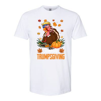 Funny Happy Trumpsgiving Thanksgiving Trump Turkey Usa Flag Funny Gift Softstyle® CVC T-Shirt