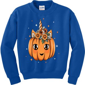 Funny Halloween Thanksgiving Cute Unicorn Pumpkin Gift Kids Sweatshirt