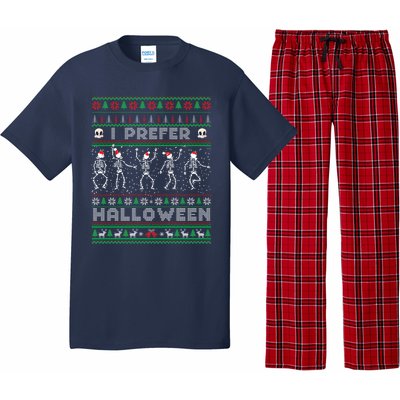 funny holiday Ugly xmas I prefer halloween christmas sweater Pajama Set