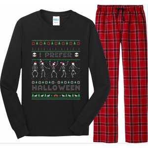 Funny Holiday Ugly Xmas I Prefer Halloween Christmas Sweater Long Sleeve Pajama Set