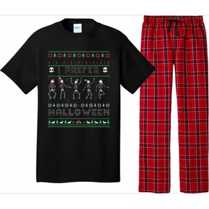 Funny Holiday Ugly Xmas I Prefer Halloween Christmas Sweater Pajama Set