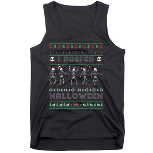 Funny Holiday Ugly Xmas I Prefer Halloween Christmas Sweater Tank Top