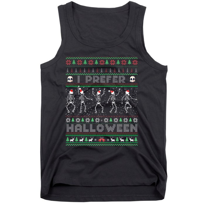 Funny Holiday Ugly Xmas I Prefer Halloween Christmas Sweater Tank Top