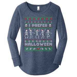 Funny Holiday Ugly Xmas I Prefer Halloween Christmas Great Gift Women's Perfect Tri Tunic Long Sleeve Shirt