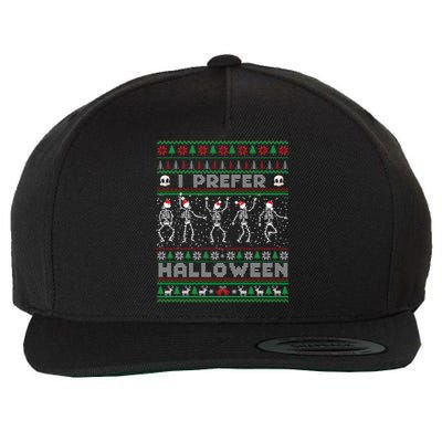 Funny Holiday Ugly Xmas I Prefer Halloween Christmas Sweater Gift Wool Snapback Cap