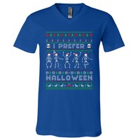 Funny Holiday Ugly Xmas I Prefer Halloween Christmas Sweater Gift V-Neck T-Shirt