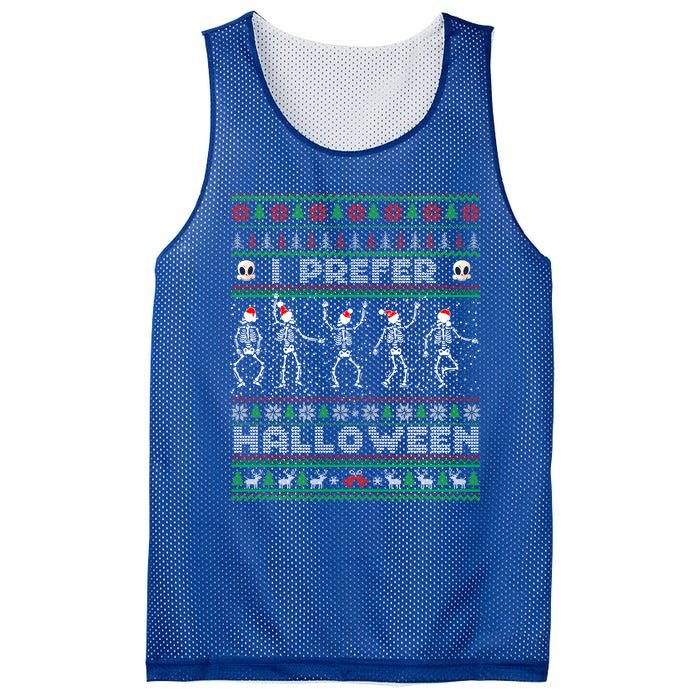 Funny Holiday Ugly Xmas I Prefer Halloween Christmas Sweater Gift Mesh Reversible Basketball Jersey Tank