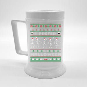 Funny Holiday Ugly Xmas I Prefer Halloween Christmas Sweater Gift Beer Stein