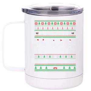 Funny Holiday Ugly Xmas I Prefer Halloween Christmas Sweater Gift 12 oz Stainless Steel Tumbler Cup