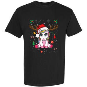 Festive Holiday Unicorn Deer Print Garment-Dyed Heavyweight T-Shirt