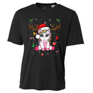 Festive Holiday Unicorn Deer Print Cooling Performance Crew T-Shirt