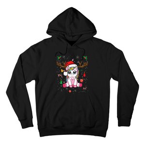 Festive Holiday Unicorn Deer Print Hoodie