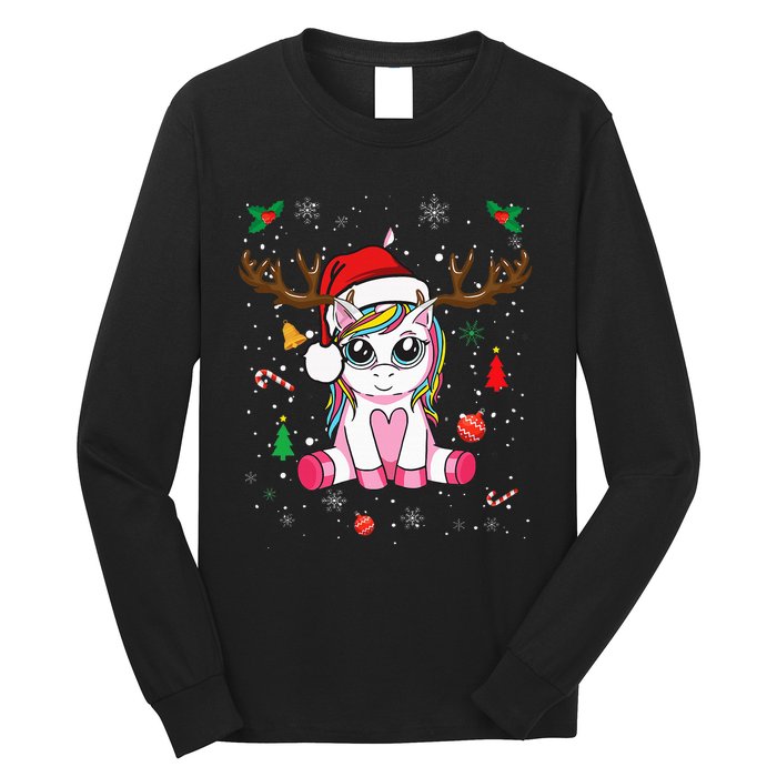 Festive Holiday Unicorn Deer Print Long Sleeve Shirt