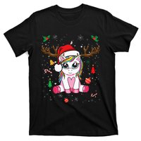 Festive Holiday Unicorn Deer Print T-Shirt