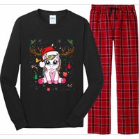 Festive Holiday Unicorn Deer Print Long Sleeve Pajama Set