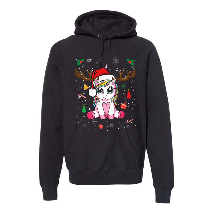 Festive Holiday Unicorn Deer Print Premium Hoodie