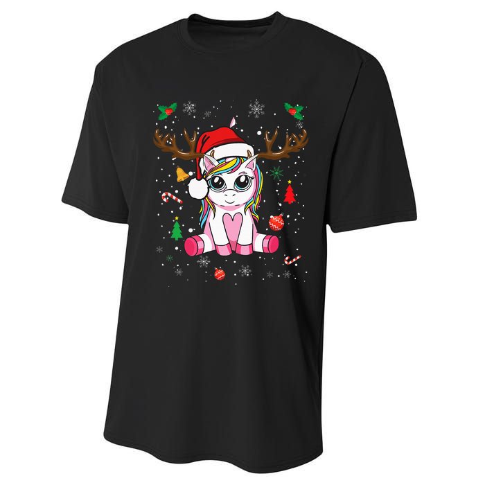 Festive Holiday Unicorn Deer Print Performance Sprint T-Shirt