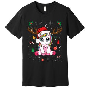 Festive Holiday Unicorn Deer Print Premium T-Shirt