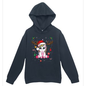 Festive Holiday Unicorn Deer Print Urban Pullover Hoodie