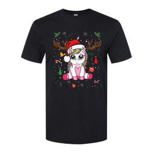 Festive Holiday Unicorn Deer Print Softstyle CVC T-Shirt