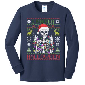 Funny Holiday Ugly Xmas I Prefer Halloween Christmas Kids Long Sleeve Shirt