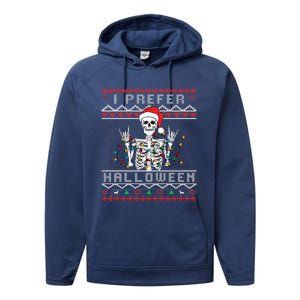 funny holiday Ugly xmas I prefer halloween christmas Performance Fleece Hoodie