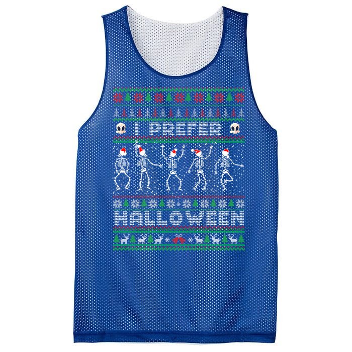 Funny Holiday Ugly Xmas I Prefer Halloween Christmas Great Gift Mesh Reversible Basketball Jersey Tank