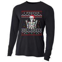 funny holiday Ugly xmas I prefer halloween christmas Cooling Performance Long Sleeve Crew