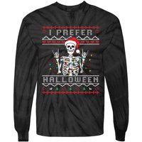 funny holiday Ugly xmas I prefer halloween christmas Tie-Dye Long Sleeve Shirt