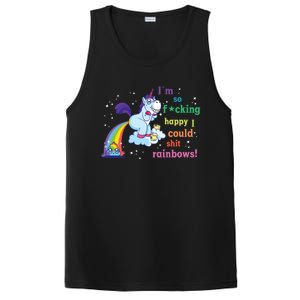 Fabulous Happy Unicorn Farting Rainbow Gift PosiCharge Competitor Tank